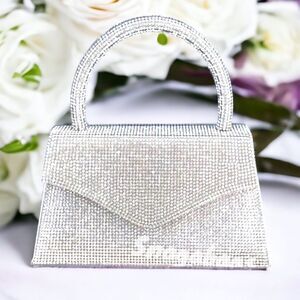 NEW HOURGLASS TOP HANDLE CROSSBODY SPARKLING GLITTER BAG WEDDING FORMAL EVENT